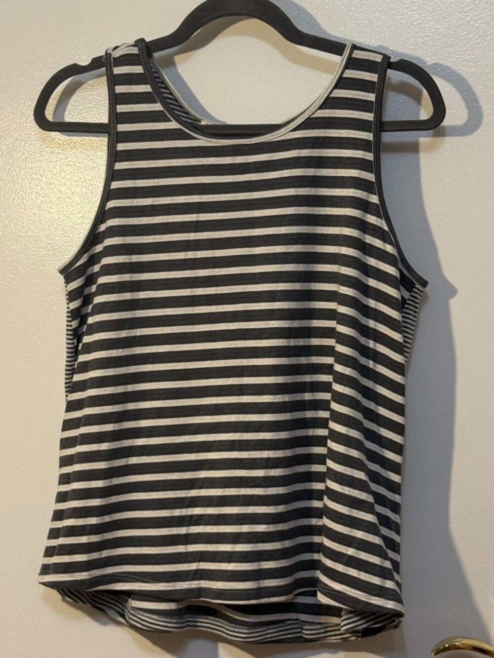 Lovers + Friends Black & Cream Striped Racerback Tank, M